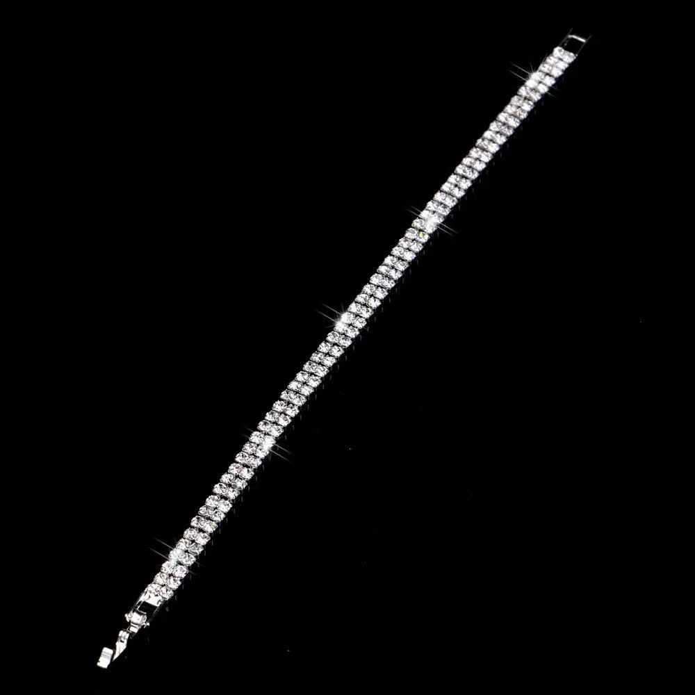 Luxury Crystal Silver Plated Rhinestone Charm Bracelets & Bangles For Women Fashion Jewellery Gifts