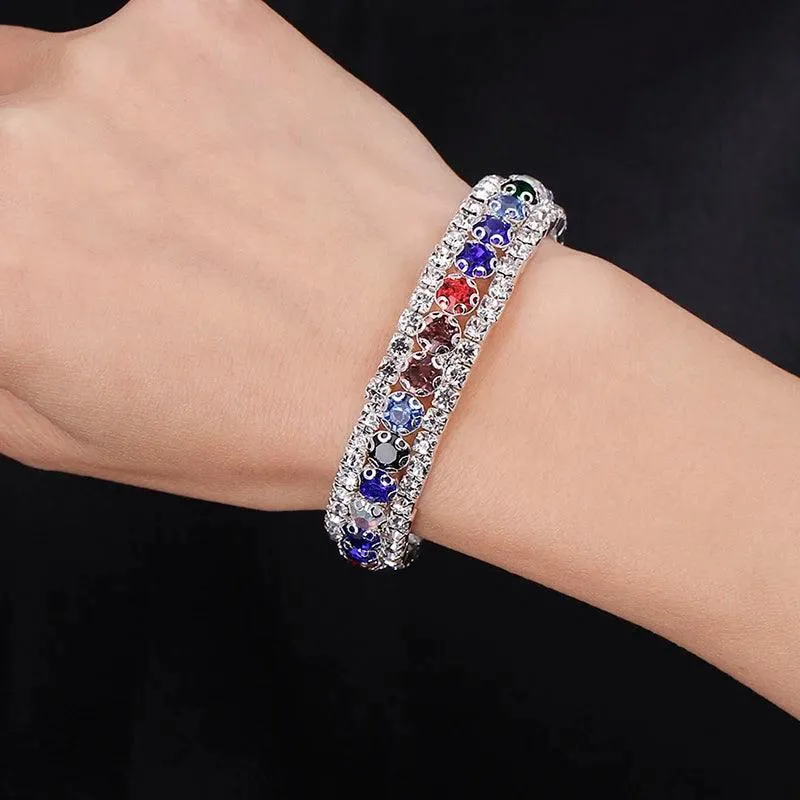 Luxury Crystal Silver Plated Rhinestone Charm Bracelets & Bangles For Women Fashion Jewellery Gifts