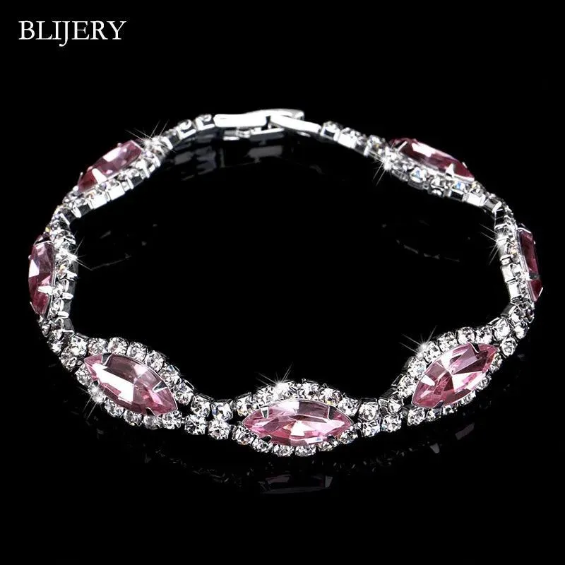 Luxury Crystal Silver Plated Rhinestone Charm Bracelets & Bangles For Women Fashion Jewellery Gifts