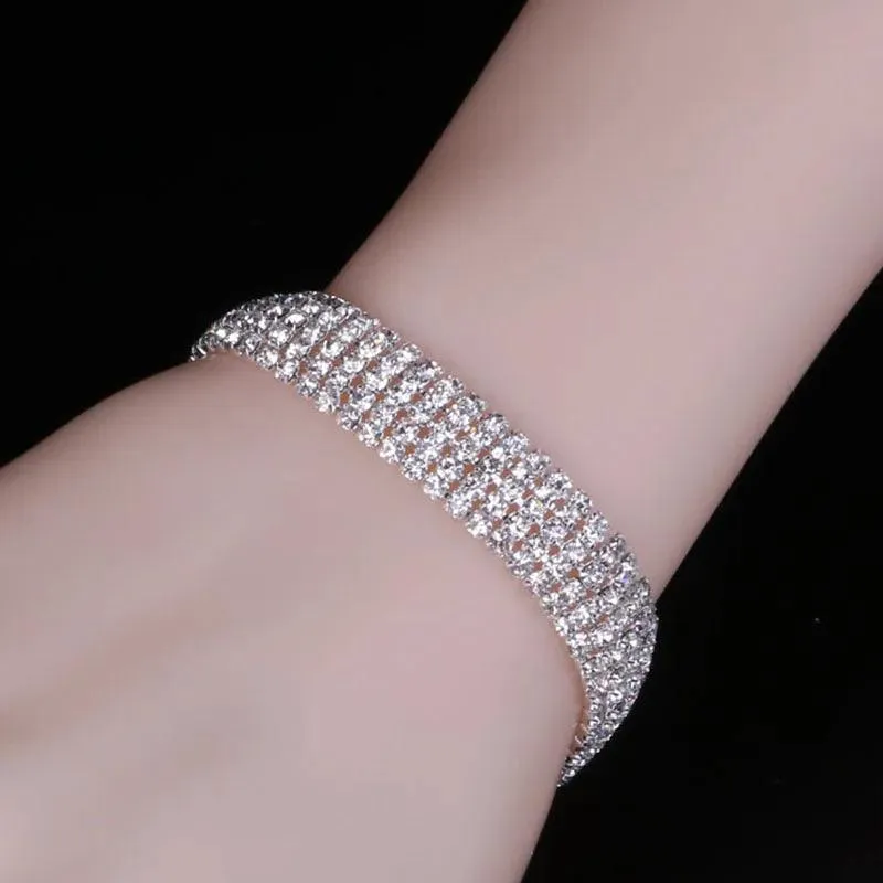 Luxury Crystal Silver Plated Rhinestone Charm Bracelets & Bangles For Women Fashion Jewellery Gifts