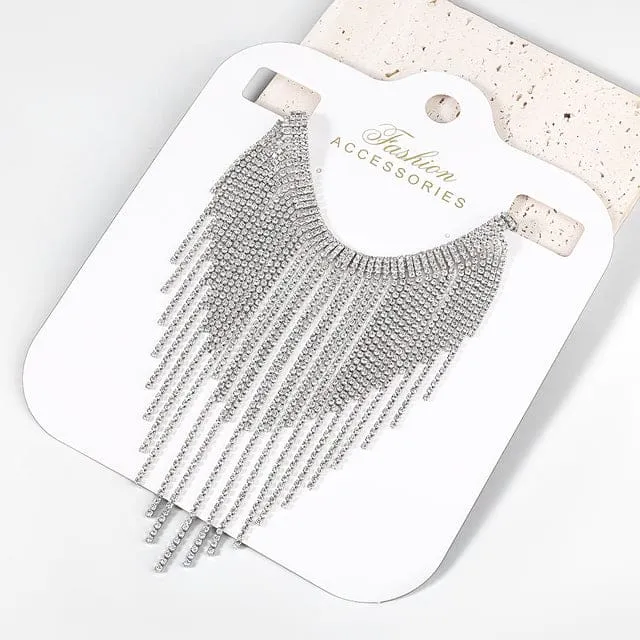 Luxury Sparkling Rhinestone Tassel Claw Chain Pendant Women Necklace