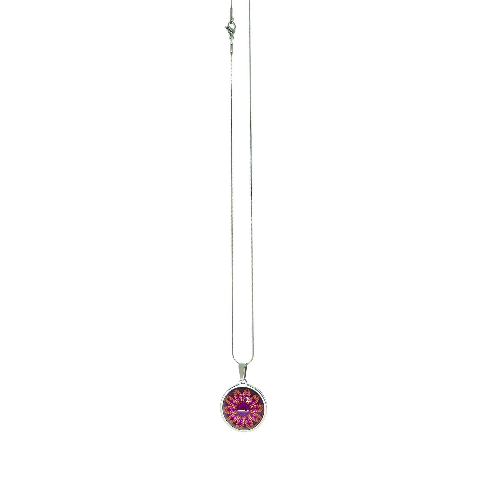 Magenta Daisy Small Round Necklace