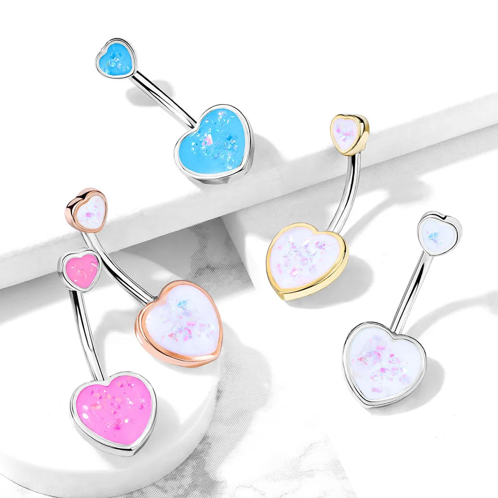 Maja Heart Opal Belly Bar with Rose Gold Plating