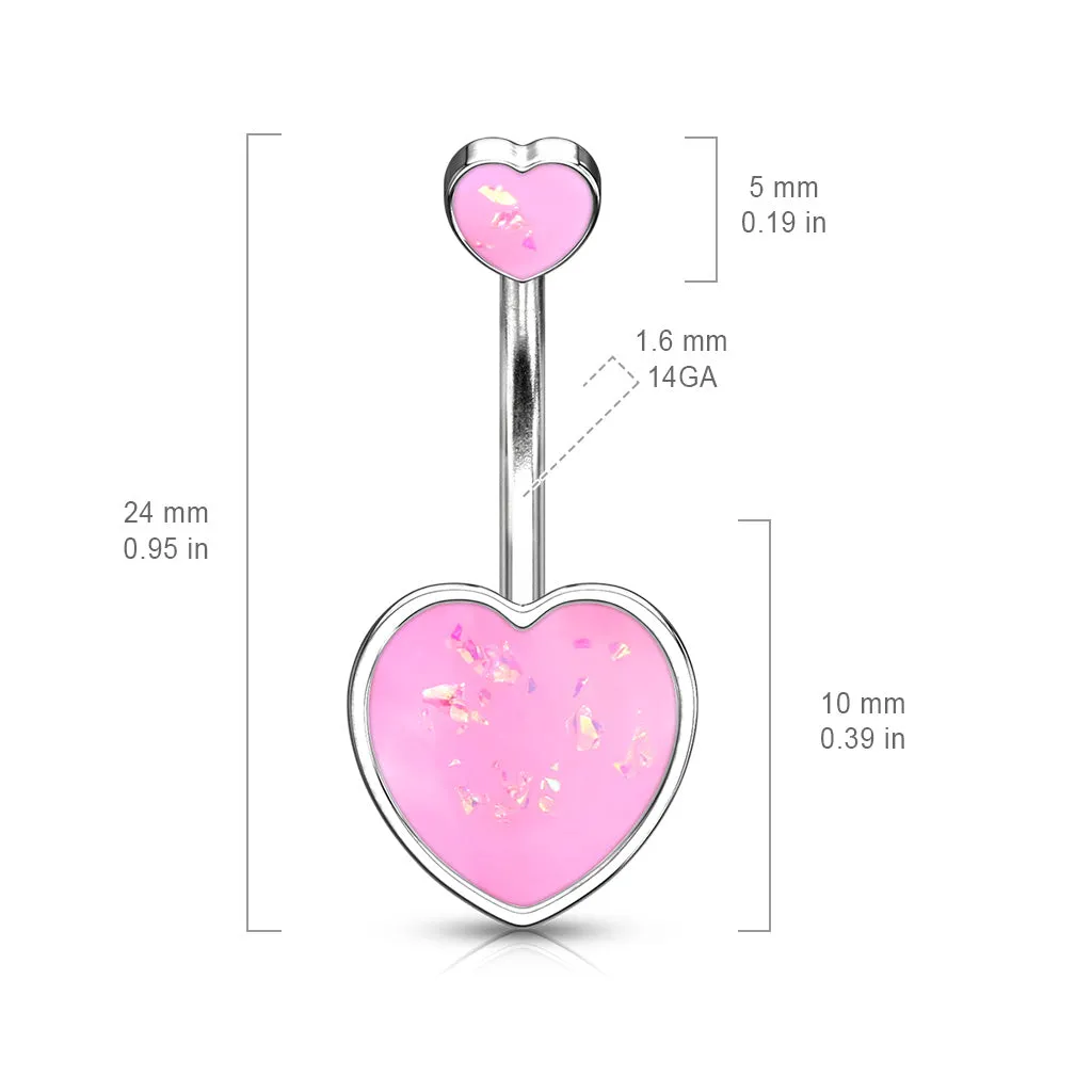 Maja Heart Opal Belly Bar with Rose Gold Plating