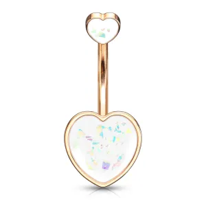 Maja Heart Opal Belly Bar with Rose Gold Plating