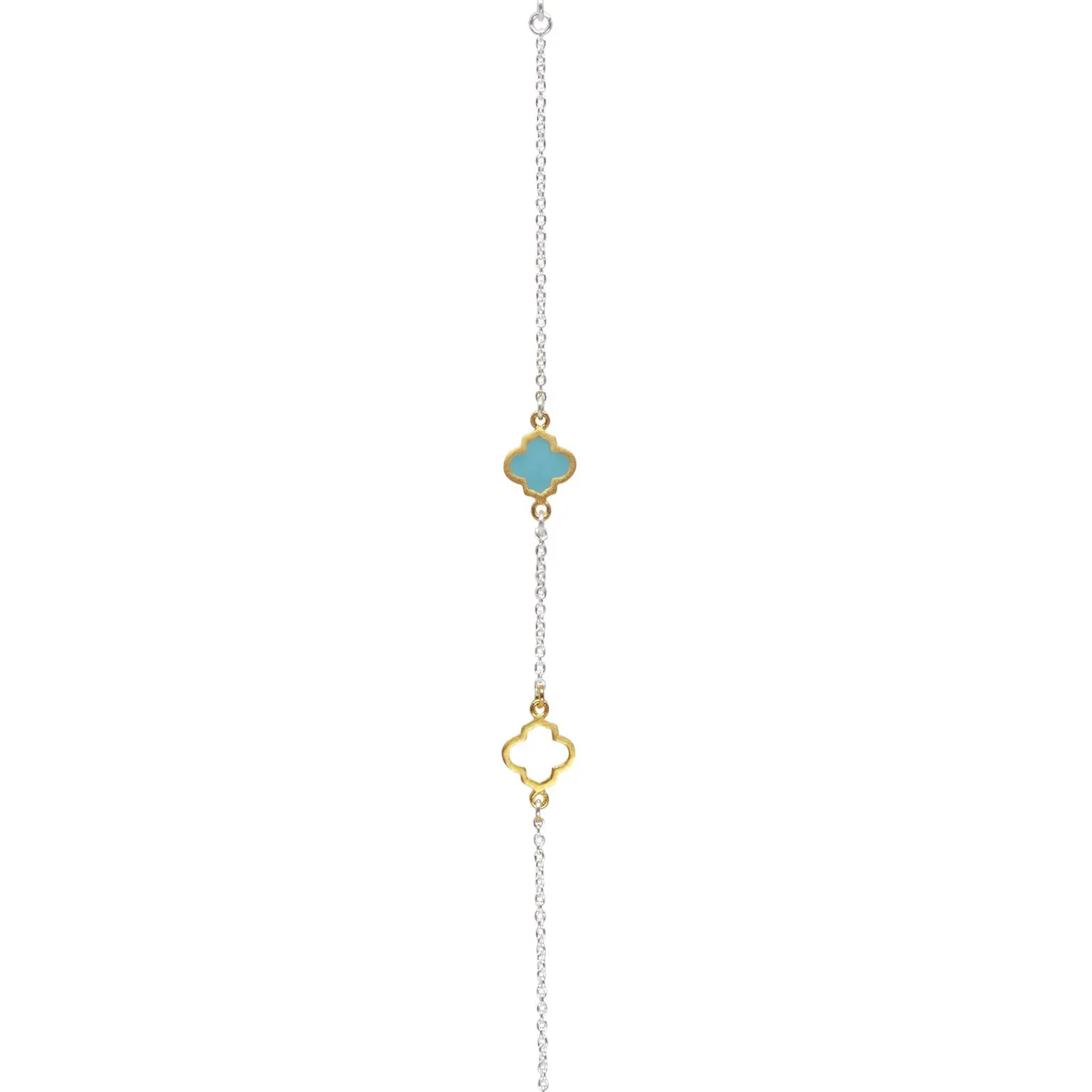 Mala Chain Bracelet Silver Gold Turquoise