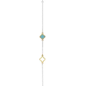 Mala Chain Bracelet Silver Gold Turquoise
