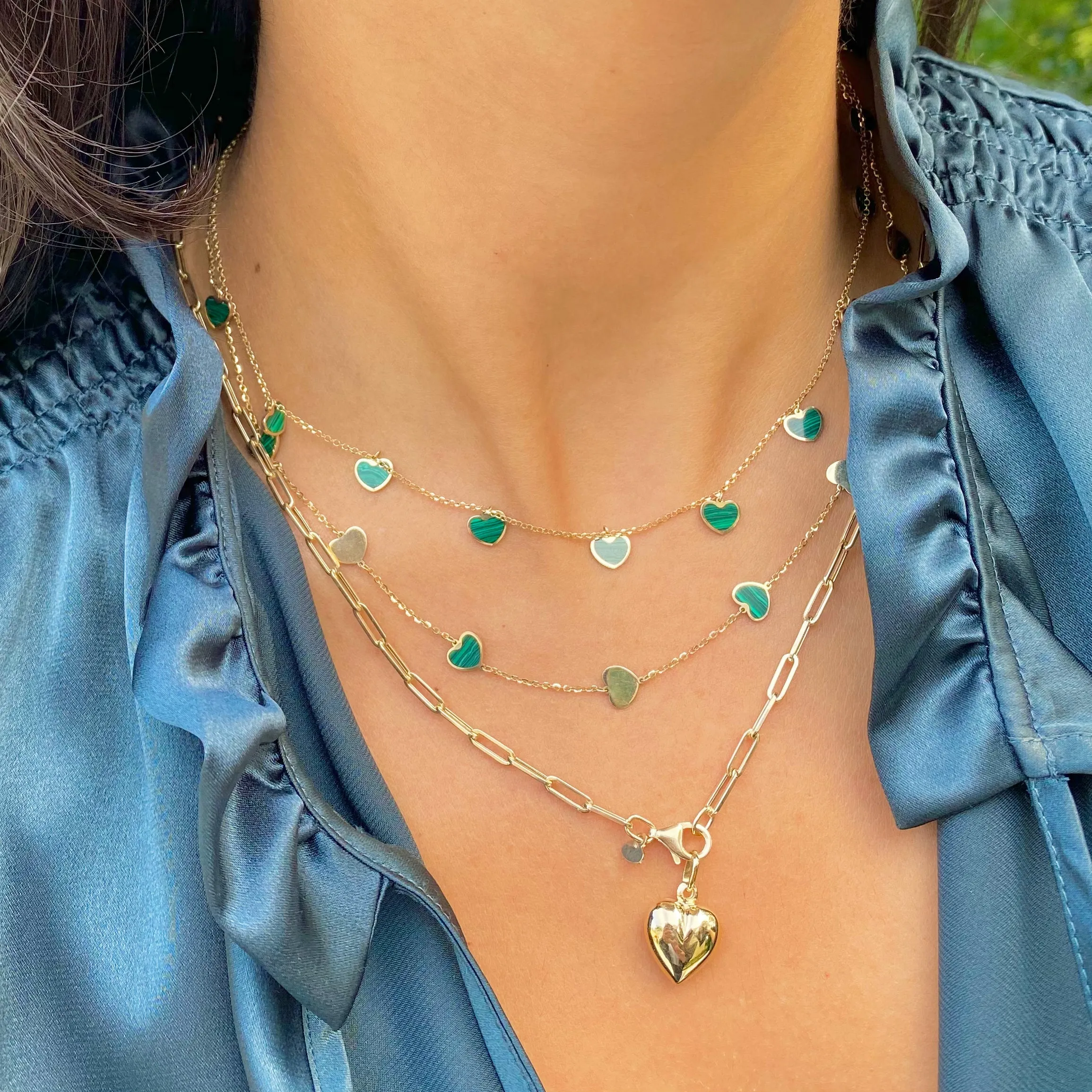 Malachite Heart Dangle Necklace