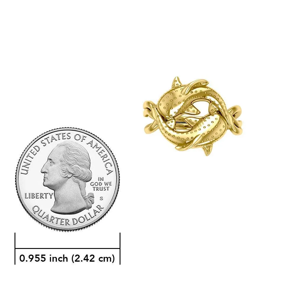 Marine Harmony Solid Yellow Gold Whale Sharks Puzzle Ring by Peter Stone