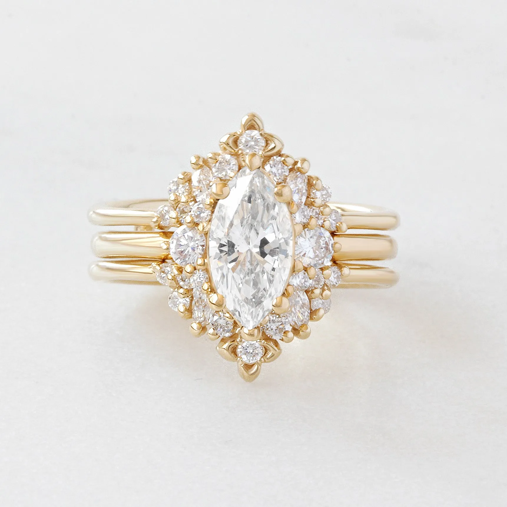 Marquise Diamond Modern Engagement Ring Isabella & Orchid Ring Guard