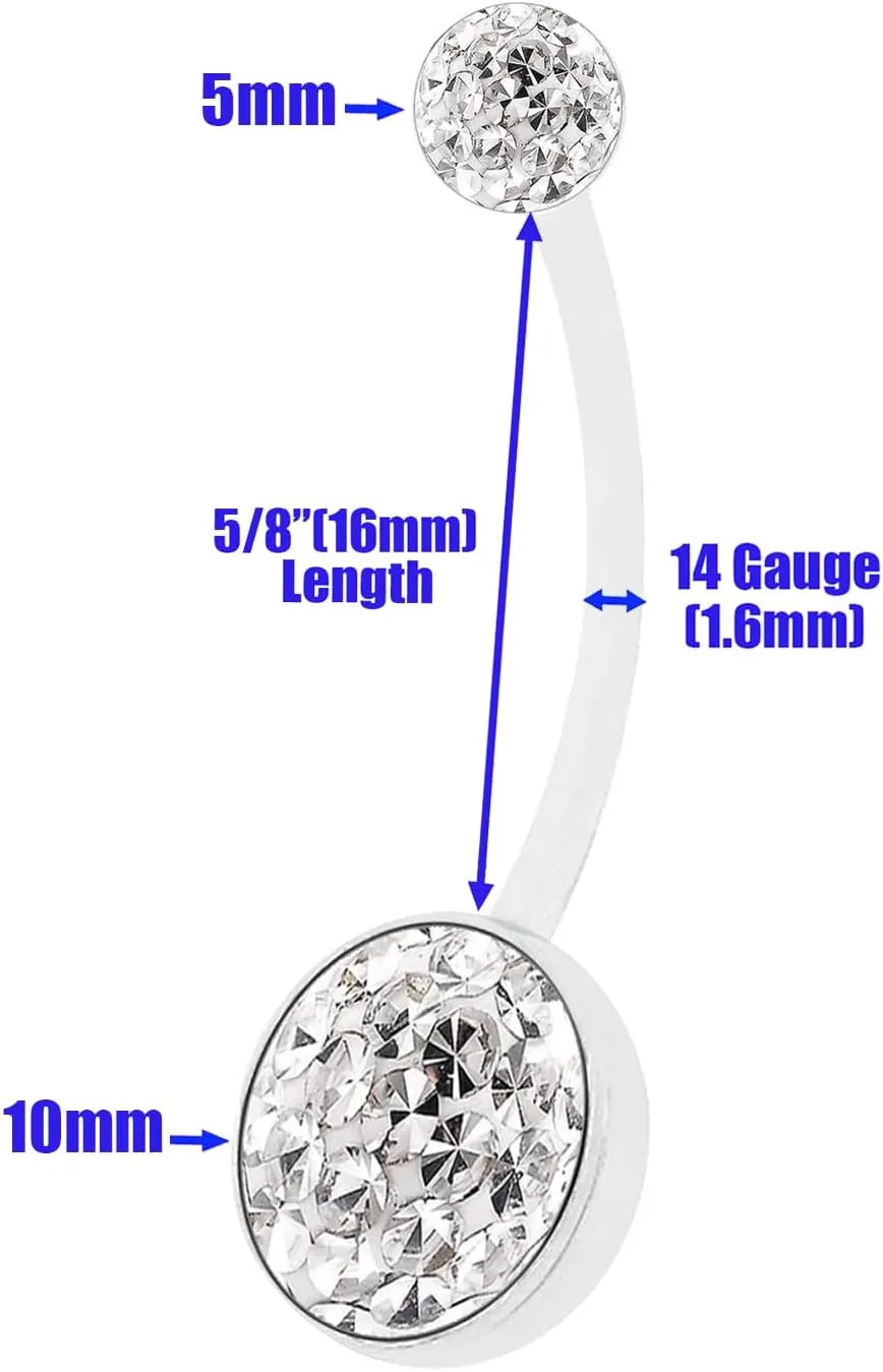 MATIGA Bioflex Flexible Clear 14 gauge Pregnancy Belly Button Piercing Jewelry navel Ferido Crystal More Choices