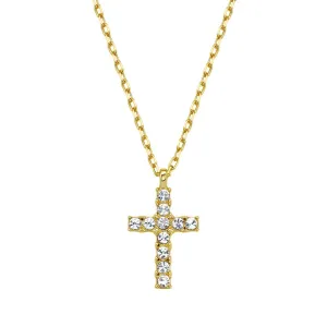 Men's 22 CZ Cross Necklace gold
