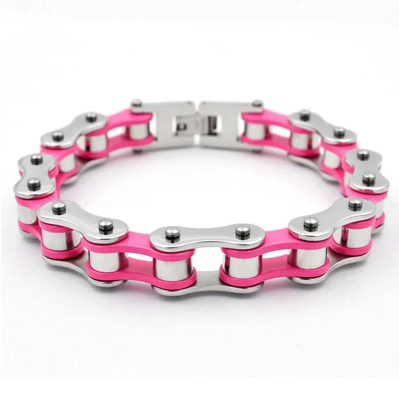 Mens Bracelets Orange Biker Bicycle Motorcycle Chain Bracelets For Women