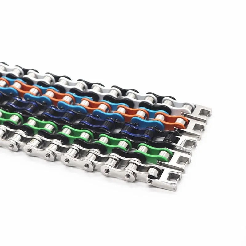 Mens Bracelets Orange Biker Bicycle Motorcycle Chain Bracelets For Women
