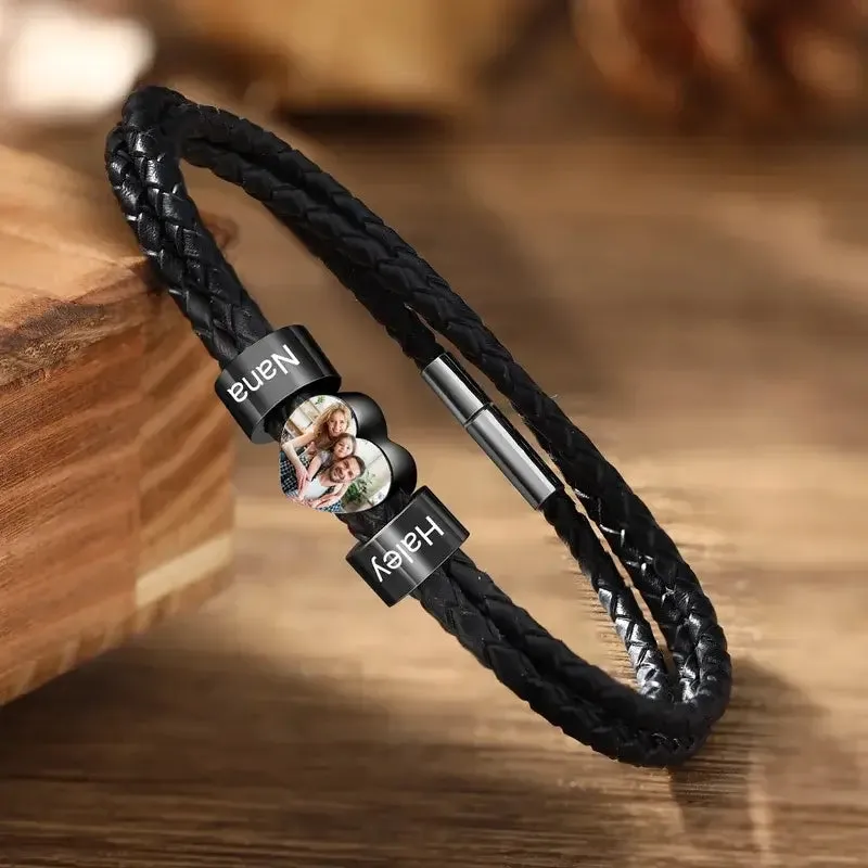 Men's Photo Bracelet | Men's Name Bracelet | Personalised Men's Bracelet