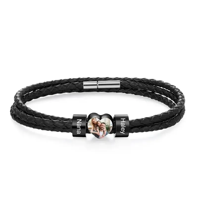 Men's Photo Bracelet | Men's Name Bracelet | Personalised Men's Bracelet