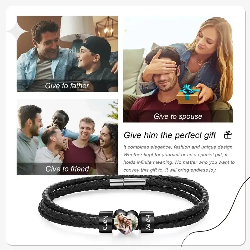 Men's Photo Bracelet | Men's Name Bracelet | Personalised Men's Bracelet