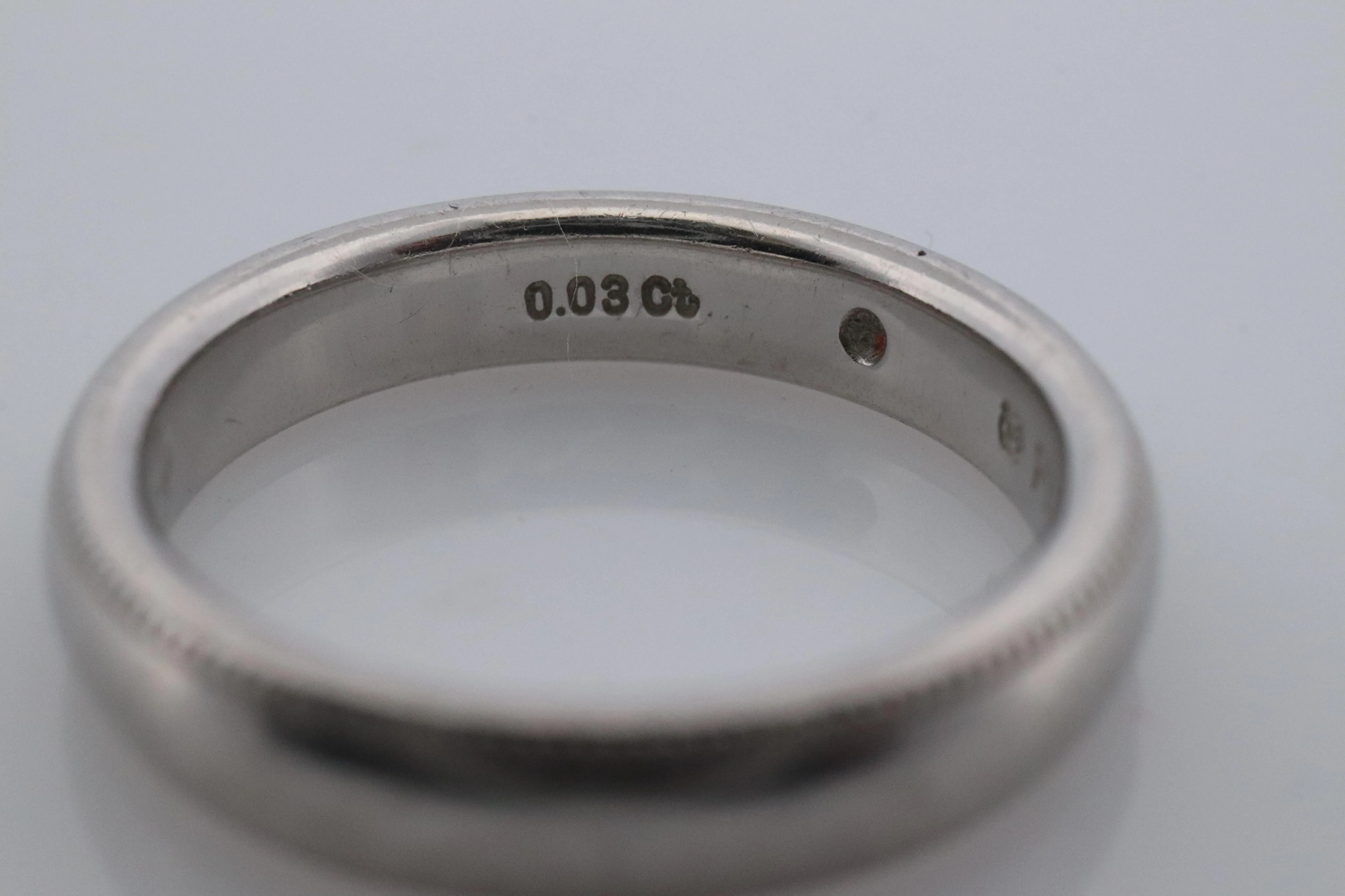 Mikimoto Milgrain Ring. Platinum Mikimoto Diamond Bezel Engraved PT950 Band