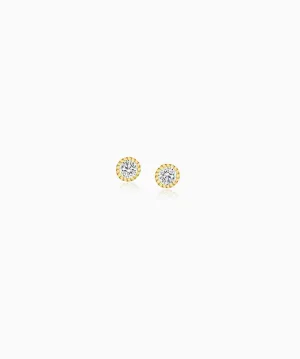 Milgrain Diamond Stud Earrings, Yellow Gold