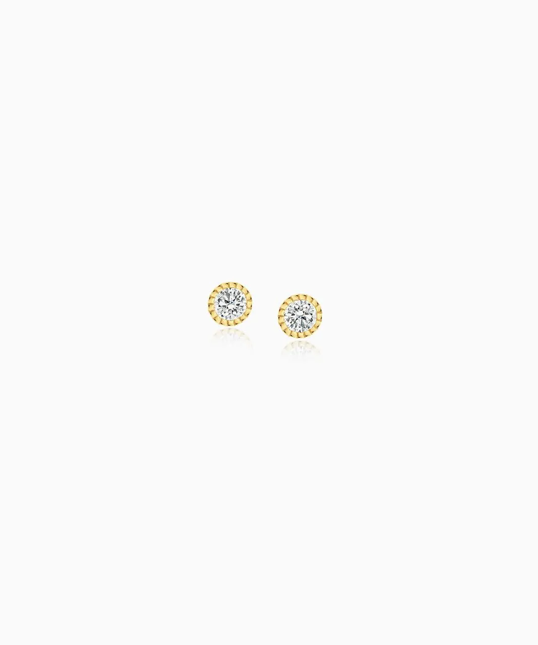 Milgrain Diamond Stud Earrings, Yellow Gold