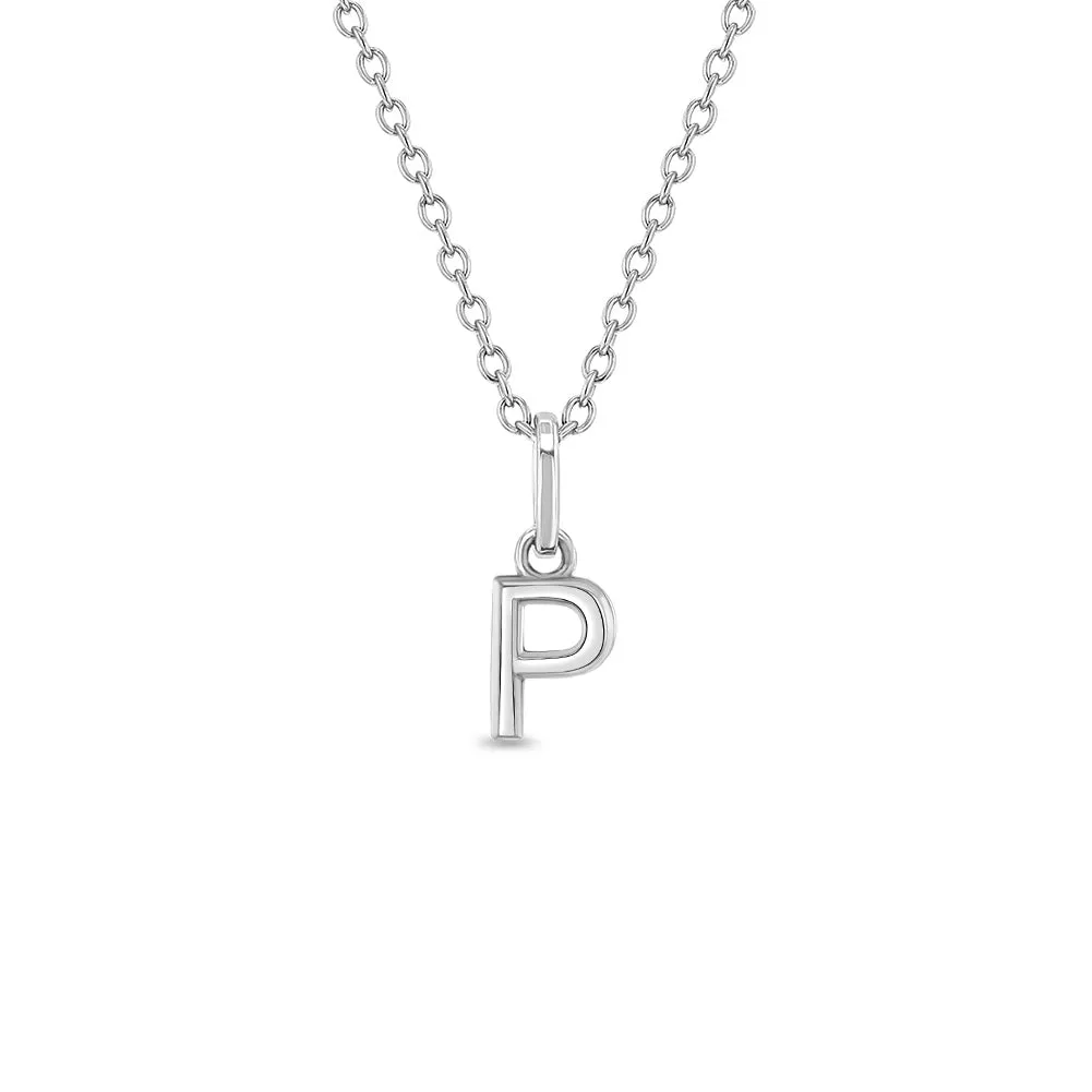 Mini Initial Women's Pendant/Necklace - Sterling Silver