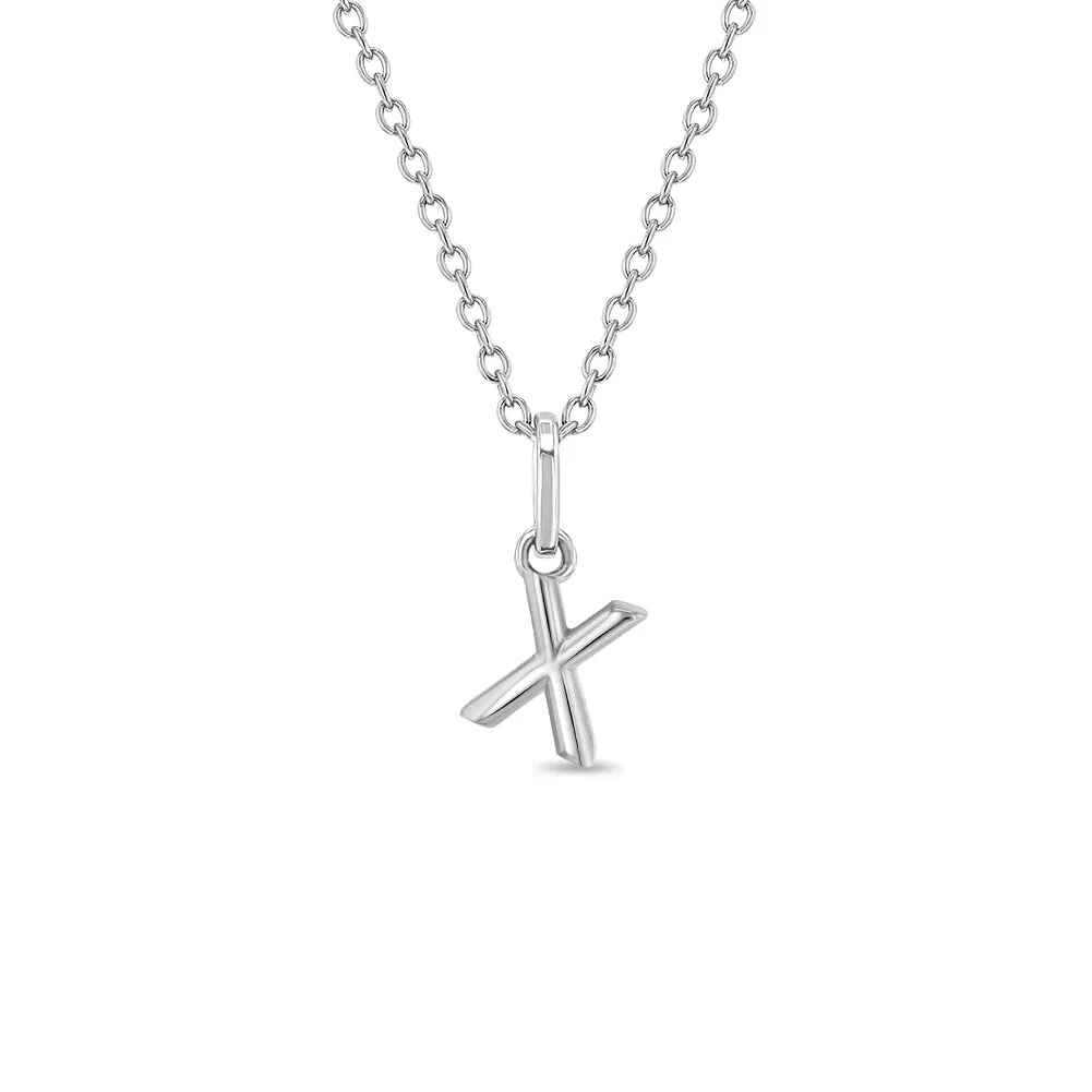 Mini Initial Women's Pendant/Necklace - Sterling Silver