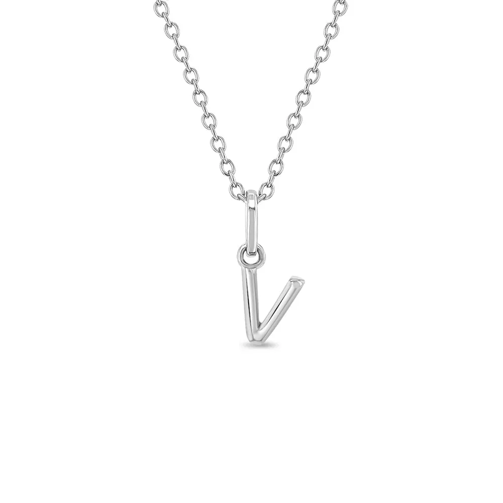 Mini Initial Women's Pendant/Necklace - Sterling Silver