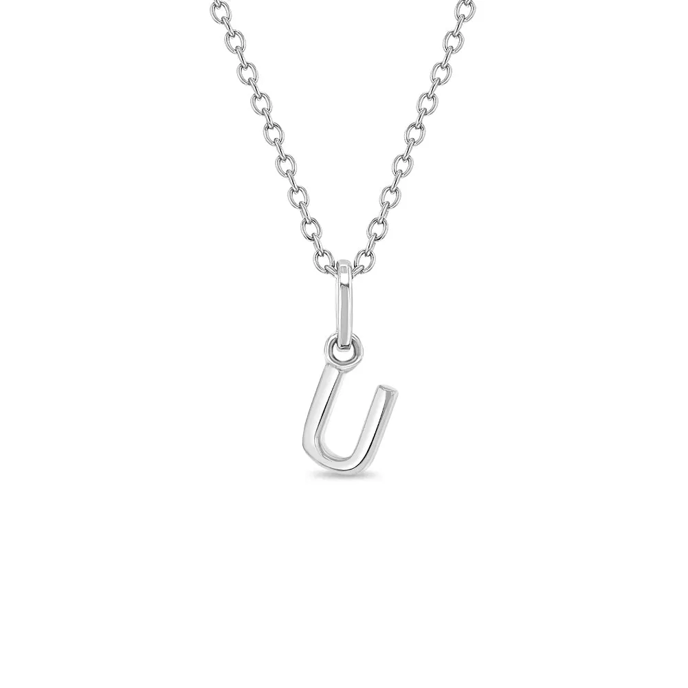 Mini Initial Women's Pendant/Necklace - Sterling Silver