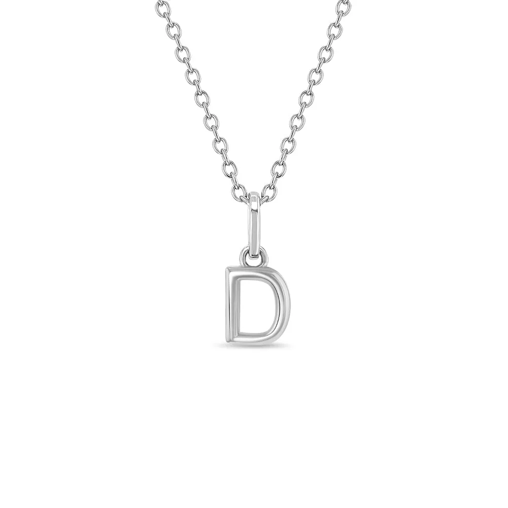 Mini Initial Women's Pendant/Necklace - Sterling Silver