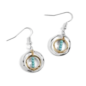 Mixed Metal Double Hoop w/ Turquoise