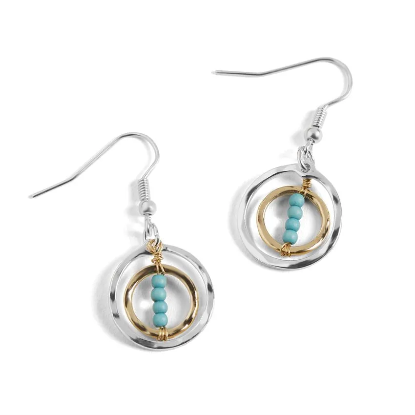 Mixed Metal Double Hoop w/ Turquoise