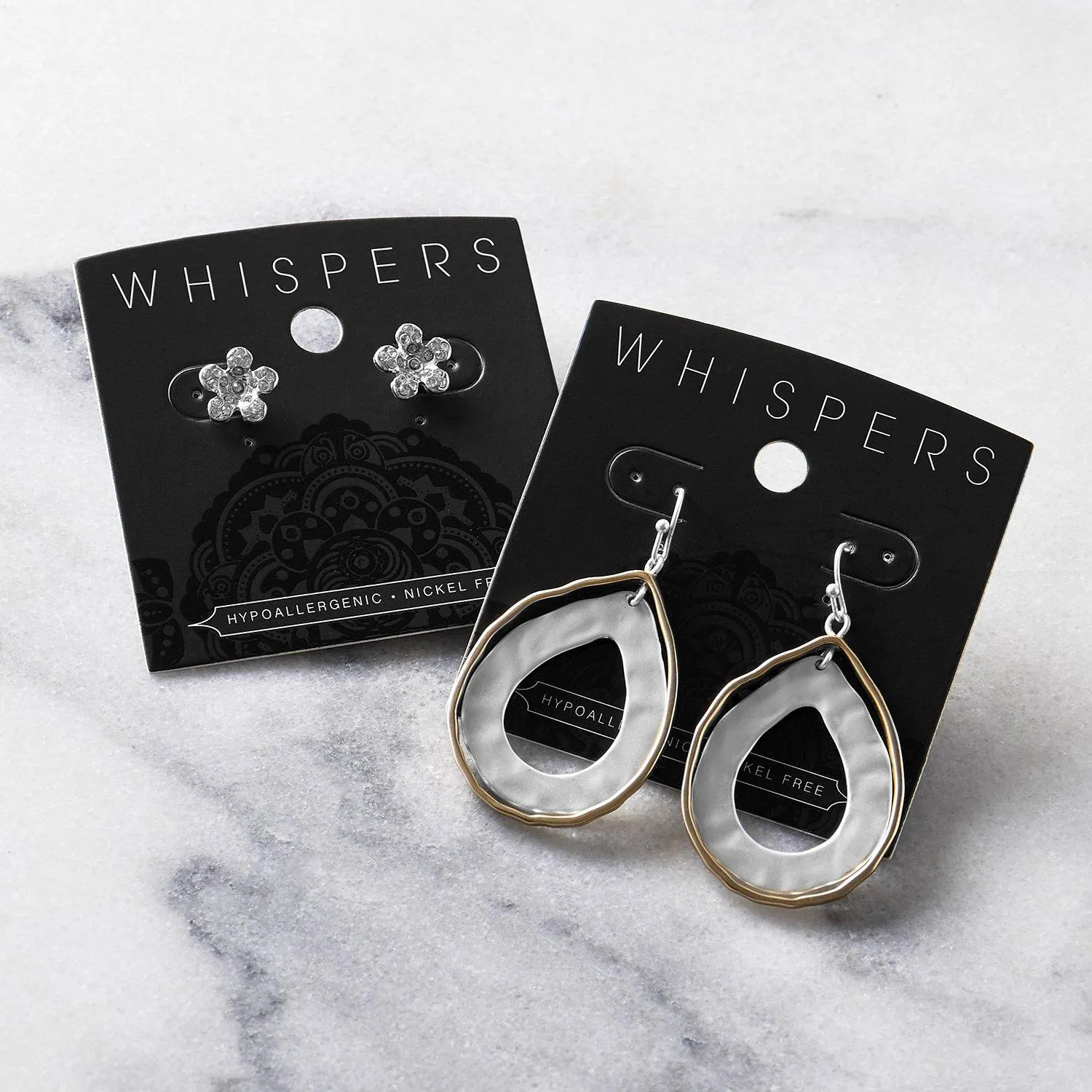 Mixed Metal Double Oval Dangle Earrings