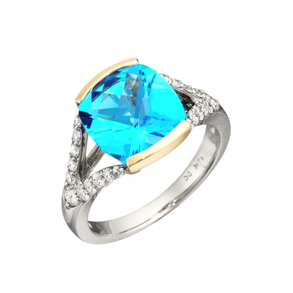 Modern Amethyst and Diamond Ring