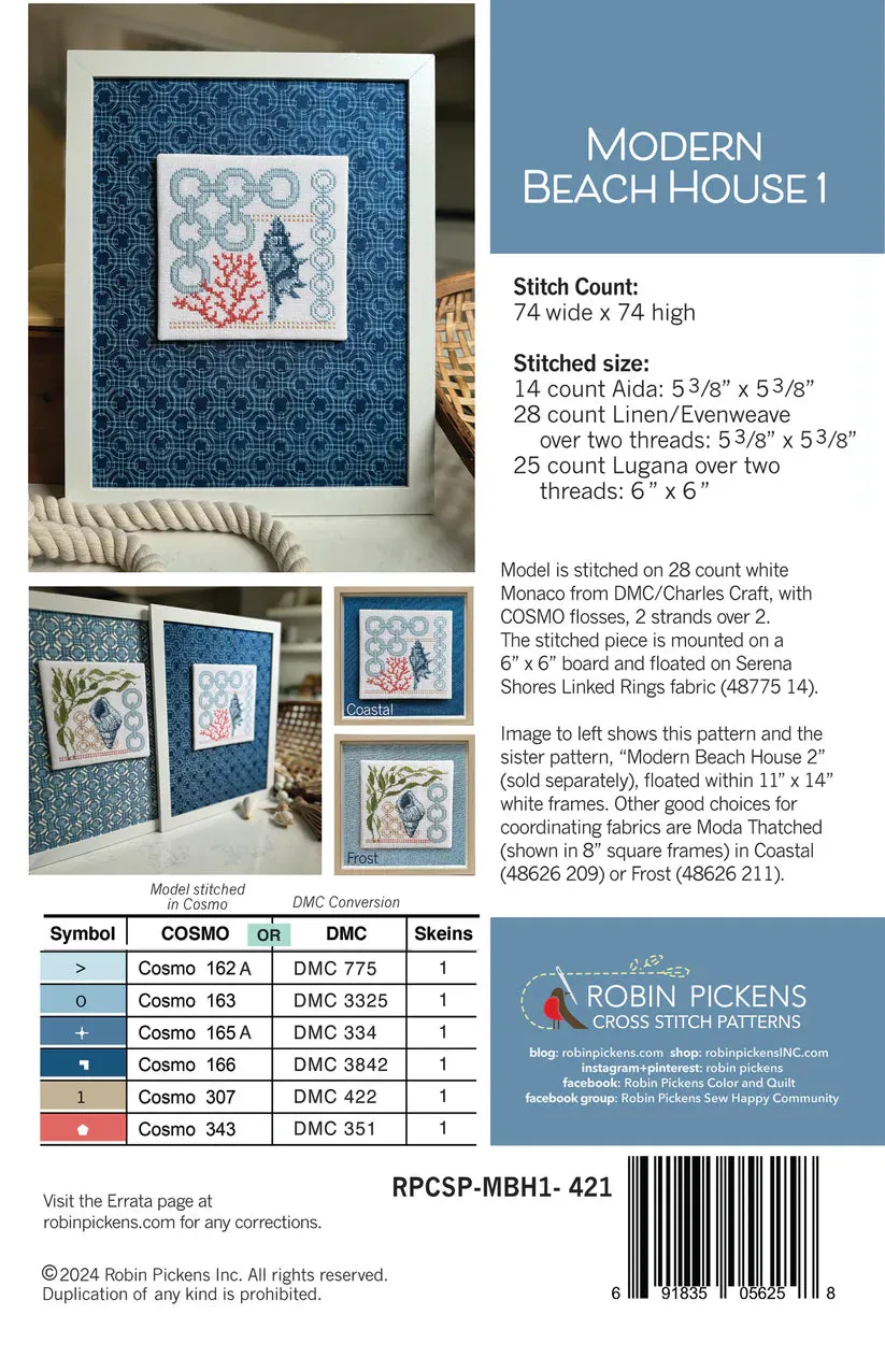 Modern Beach House 1 - Robin Pickens Cross Stitch Patterns
