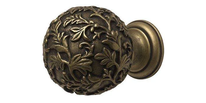Modern Country 45mm Gold Black Curtain Pole Floral Ball Finial