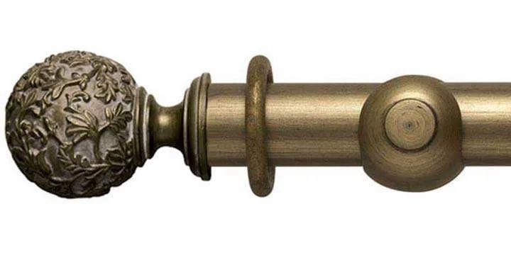 Modern Country 45mm Gold Black Curtain Pole Floral Ball Finial