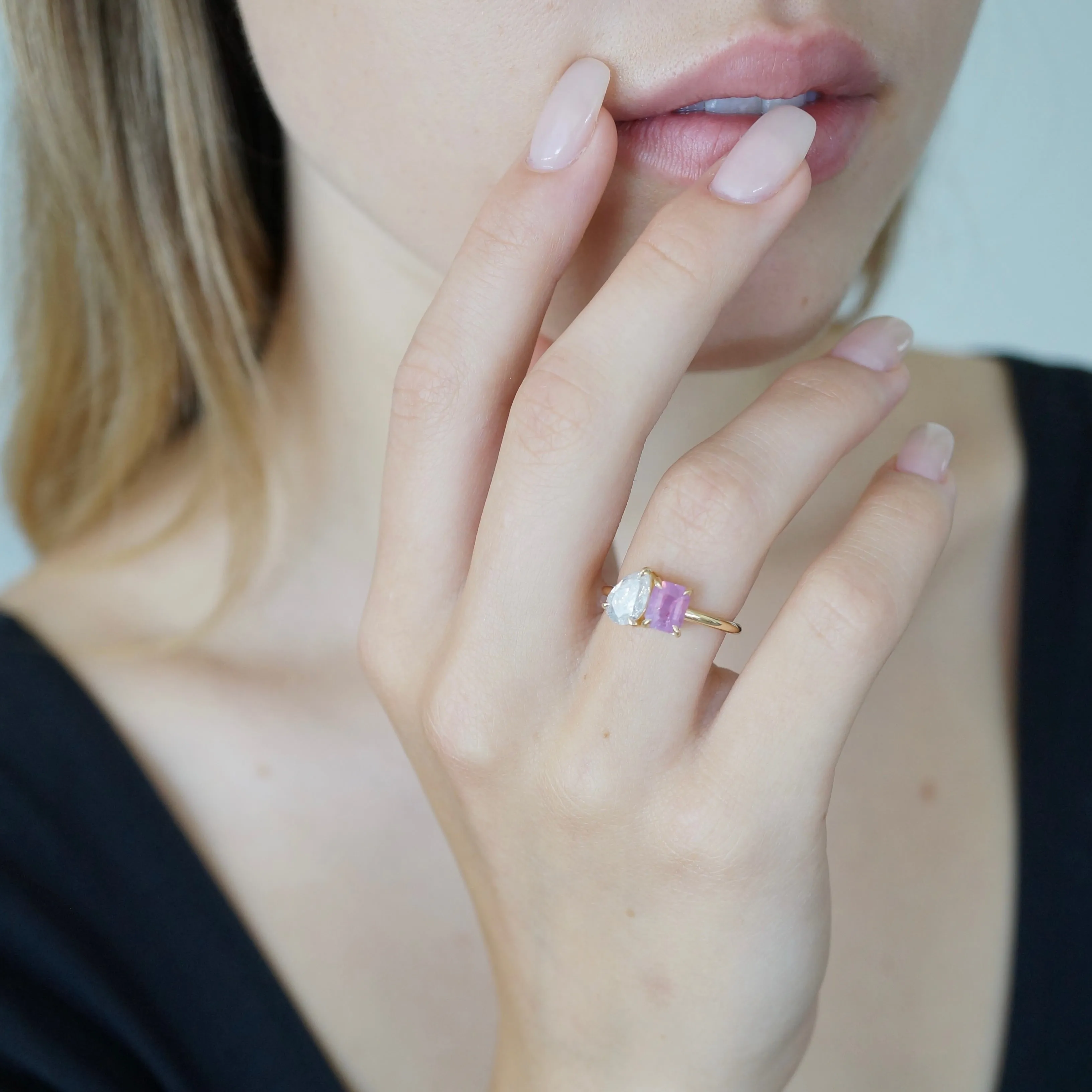 Modern Moi Et Toi Engagement Ring
