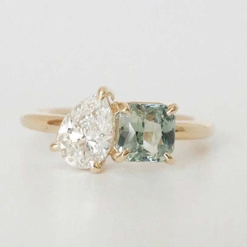Modern Moi Et Toi Engagement Ring