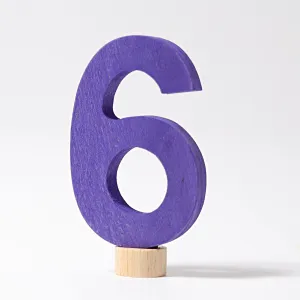 modern number 6 purple ornament for birthday ring
