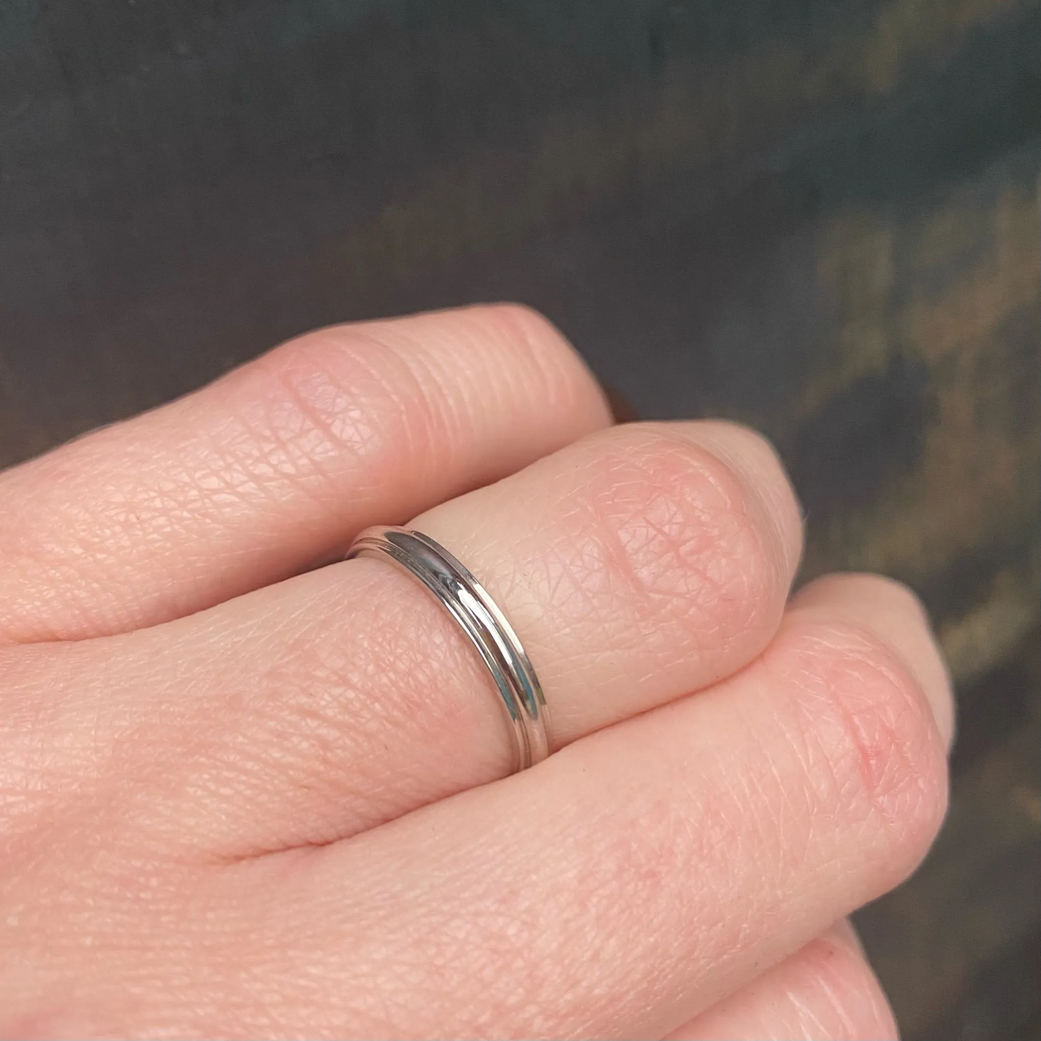 Modern Recycled White Gold Wedding Band