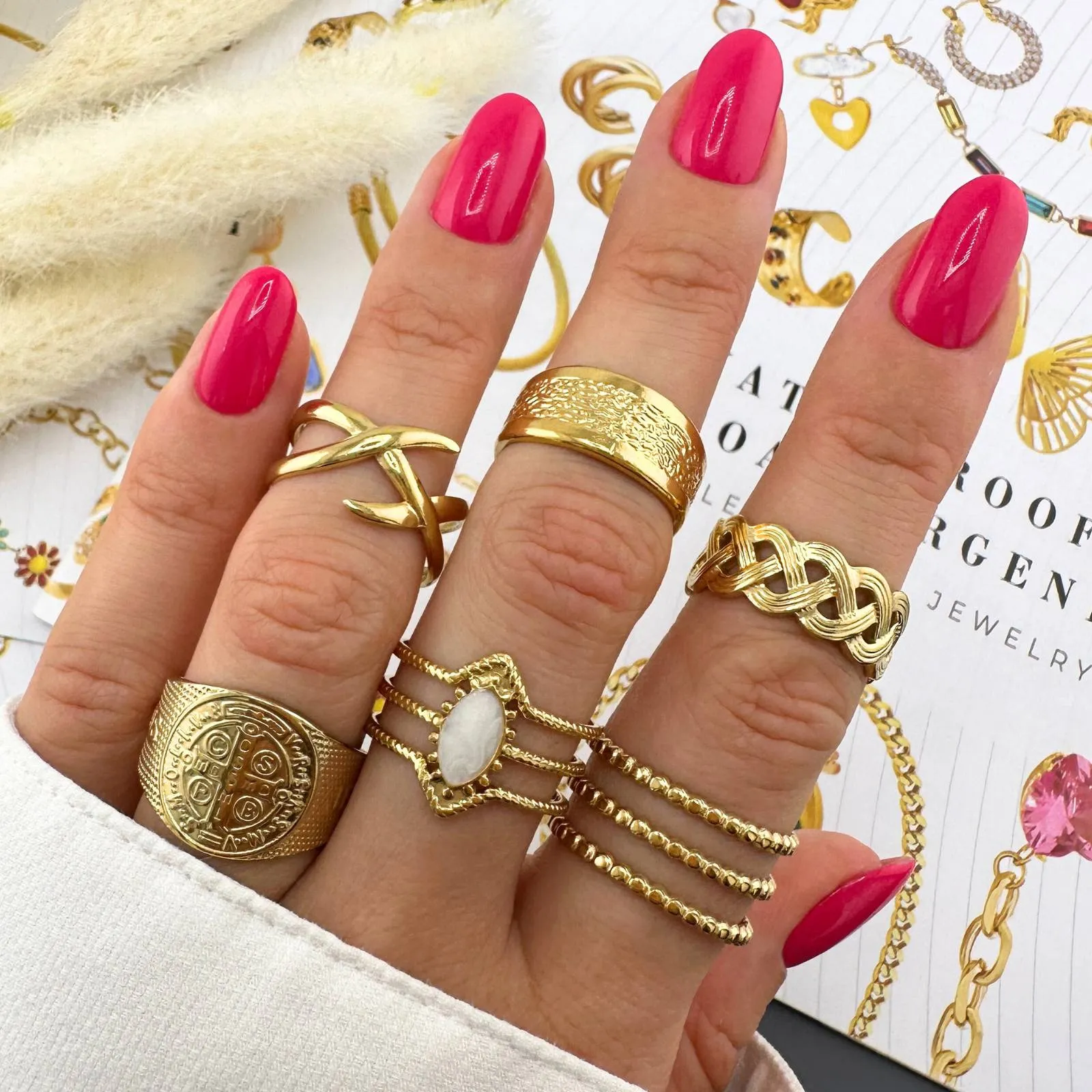 Modern Statement Band Ring in 18K Gold Plated Steel