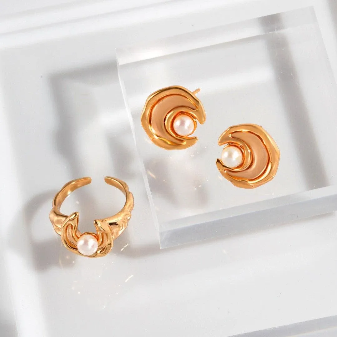 Moon and Star Earrings and Ring set