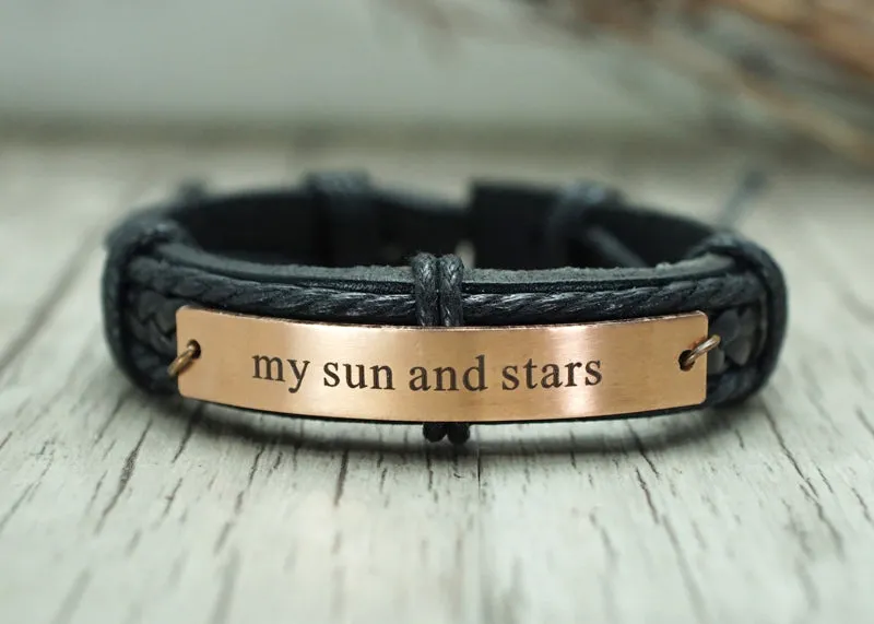 Moon Of My Life-My Sun And Stars Bracelet, GOT Couple Leather Bracelets His And Hers