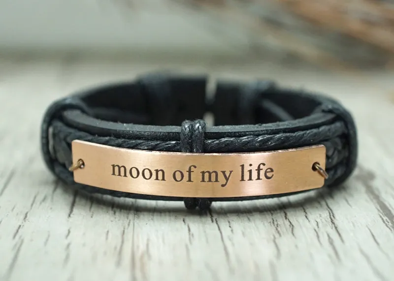 Moon Of My Life-My Sun And Stars Bracelet, GOT Couple Leather Bracelets His And Hers