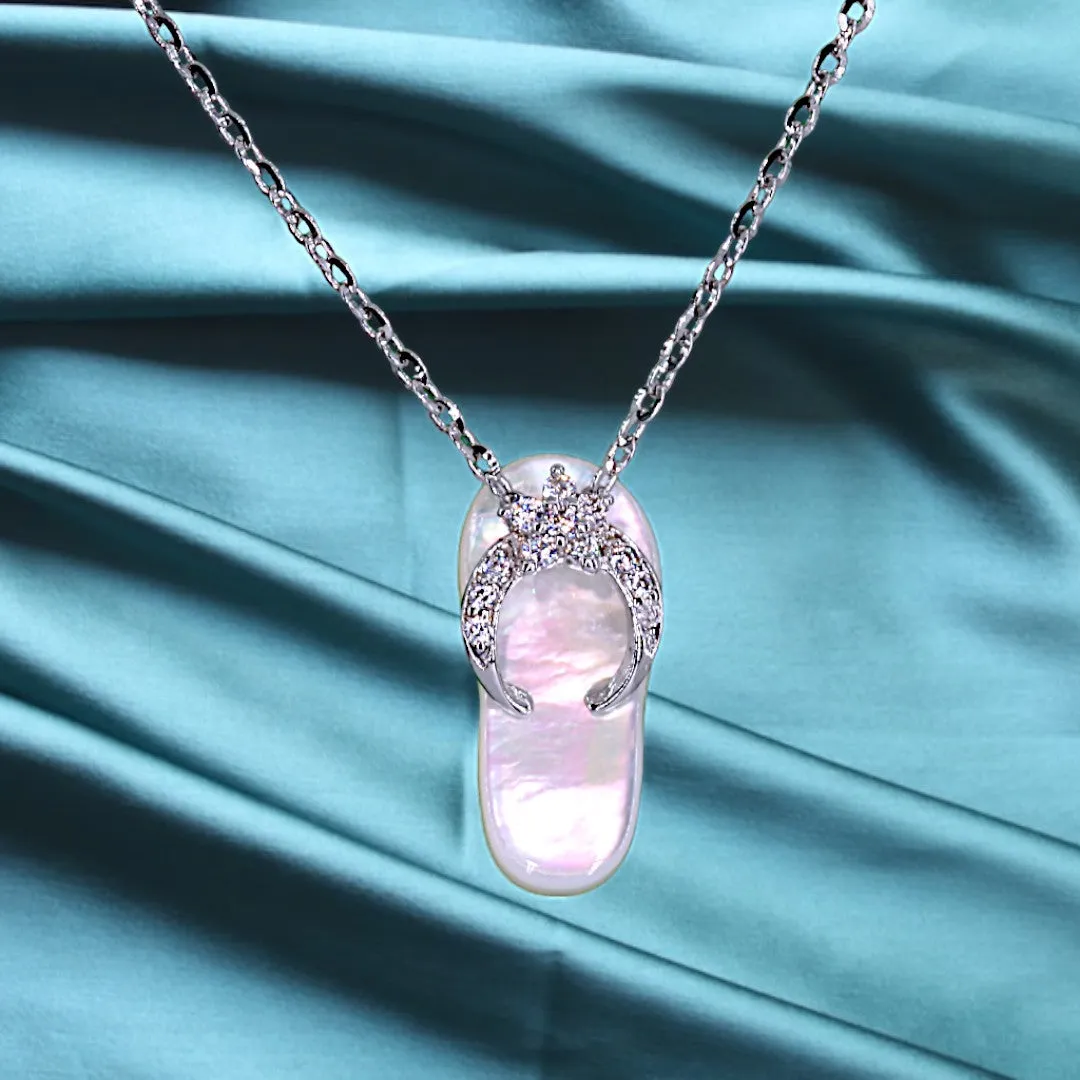 Mother of Pearl Flip Flop Necklace
