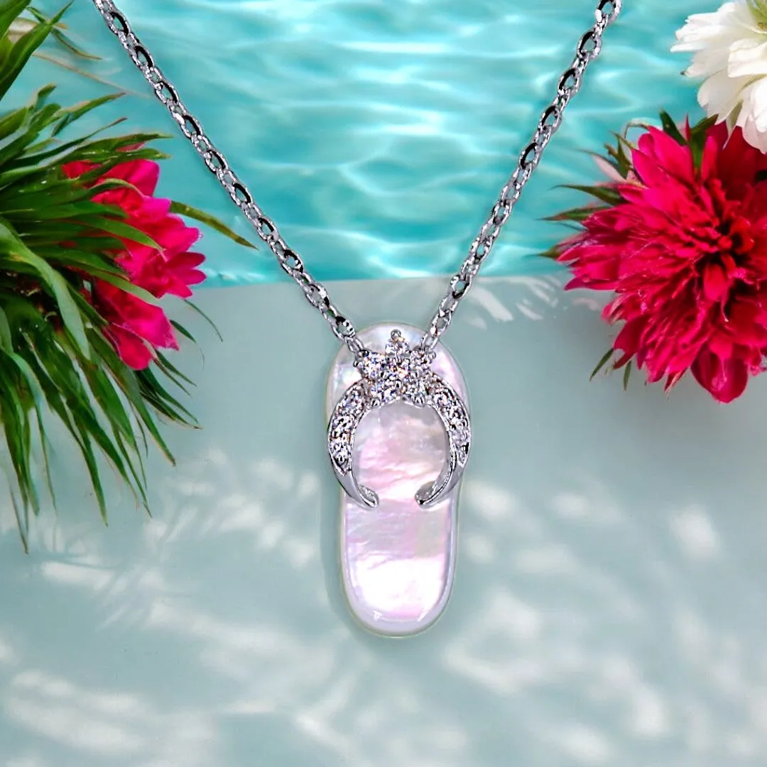 Mother of Pearl Flip Flop Necklace