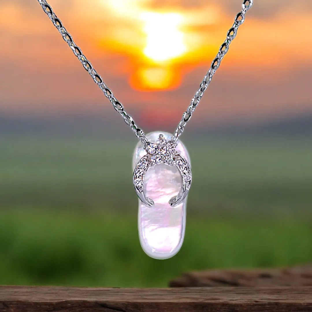 Mother of Pearl Flip Flop Necklace