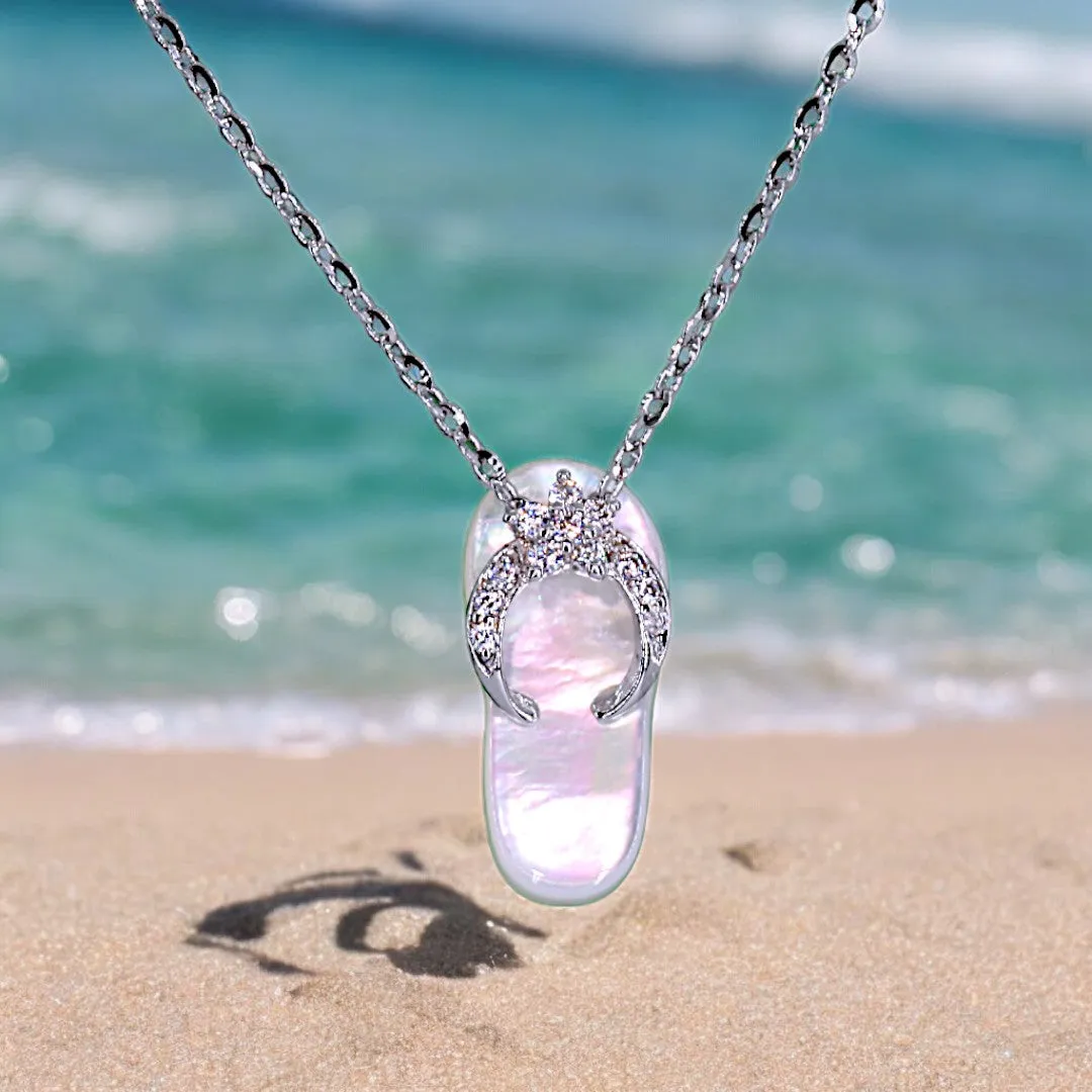 Mother of Pearl Flip Flop Necklace