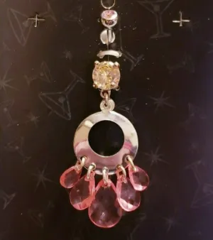 Multi-Crystal Oval Navel Dangle