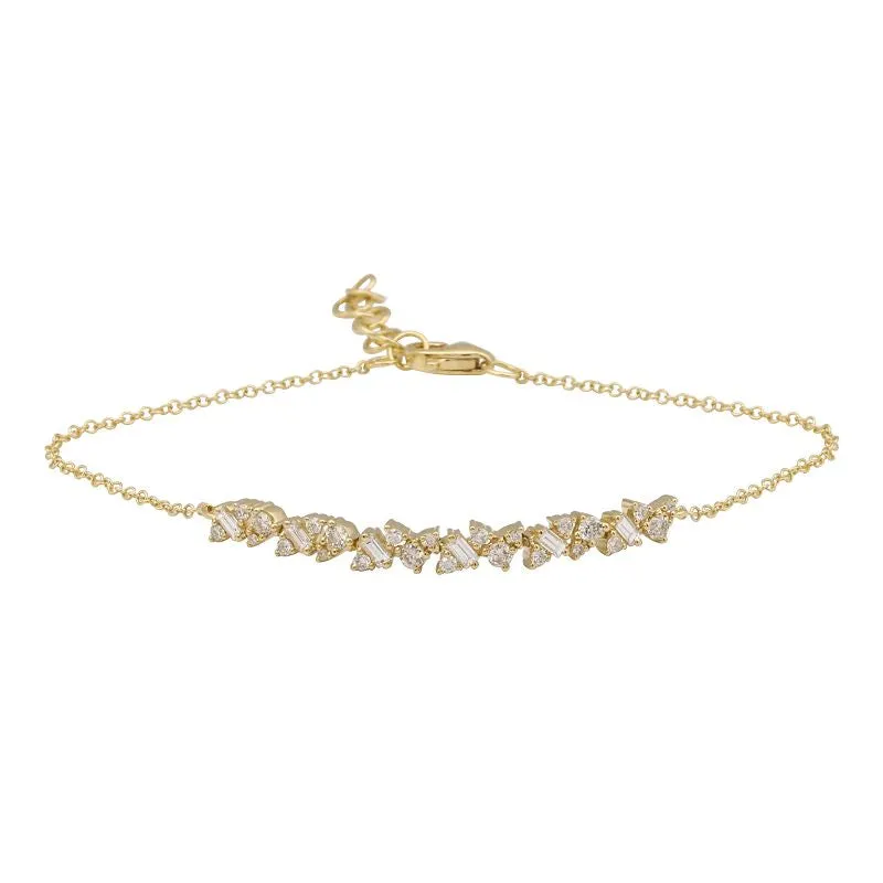 Multi Shape Baguette Round Diamond Bracelet